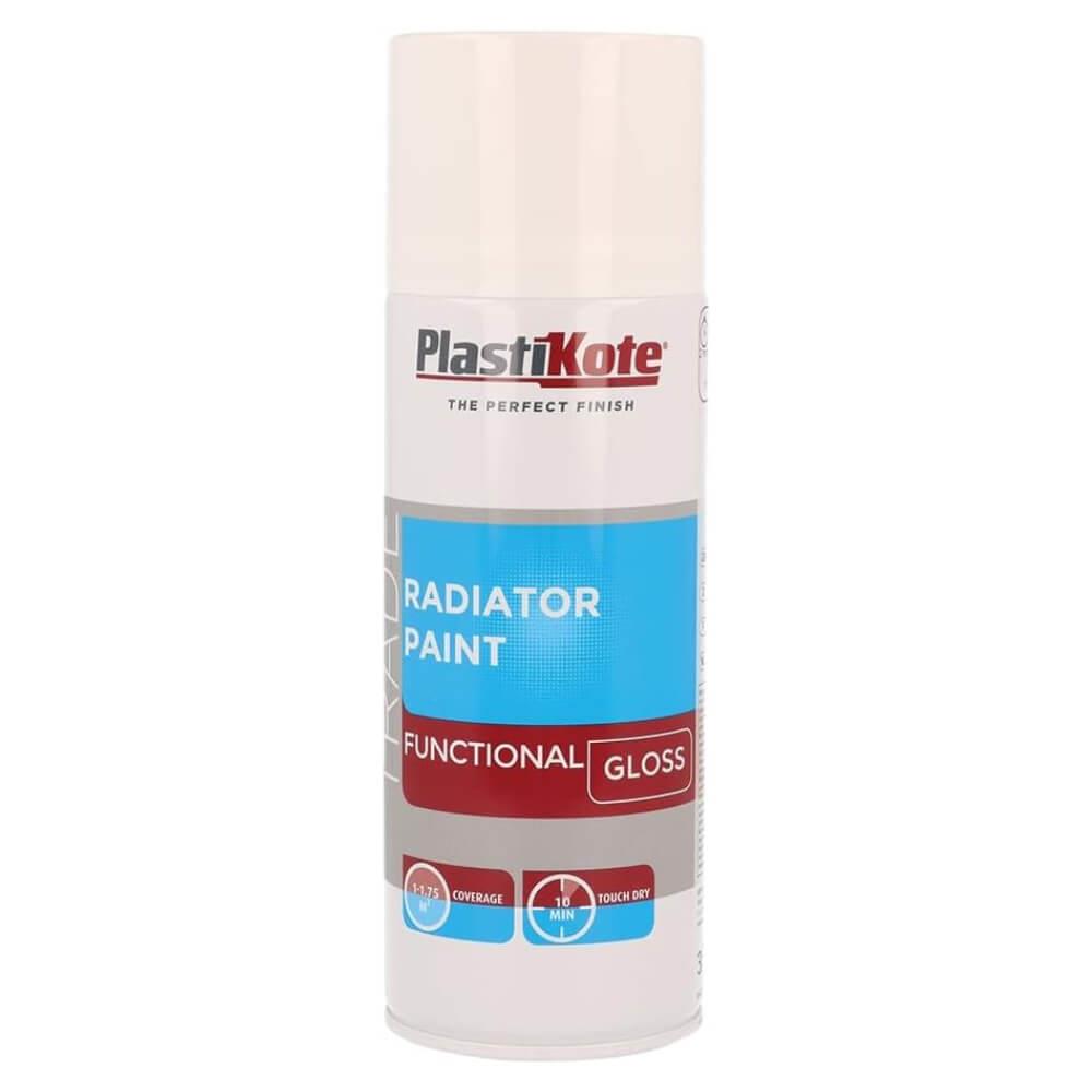 PlastiKote radiator paint spray 400ml satin white can