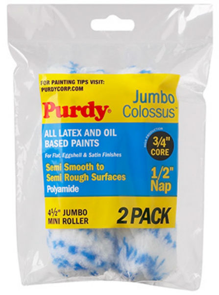 Purdy 140624033 Colossus Jumbo Mini roller cover, 4.5 inch by 0.5 inch nap, two pack packaging
