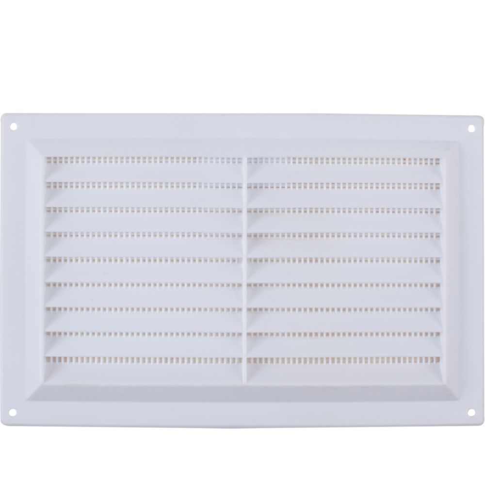 White louvre vent 229 x 152mm with flyscreen for airbrick and plaster vent openings