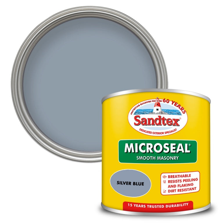Sandtex Smooth Masonry Paint tin, Silver Blue, 150ml