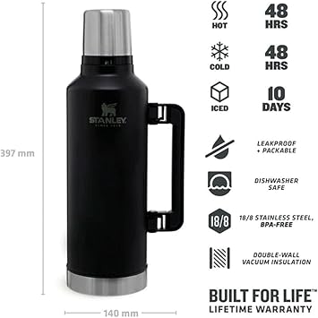 STANLEY Legendary Classic Bottle | Matte Black Pebble | 2.3L