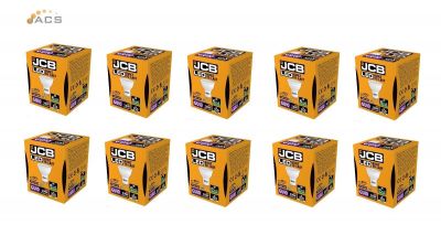 JCB LED GU10 5W 350 lumen 3000K warm white bulb, front view