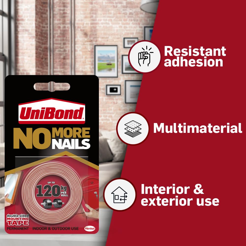 UniBond No More Nails On A Roll Double Sided - 19mm x 1.5m