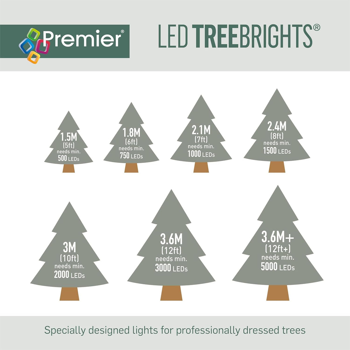 Premier 1000 LED Multi Action Treebrights With Timer - Rainbow/Green Cable