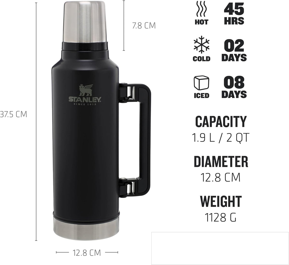 STANLEY Legendary Classic Bottle | Matte Black Pebble | 1.9L