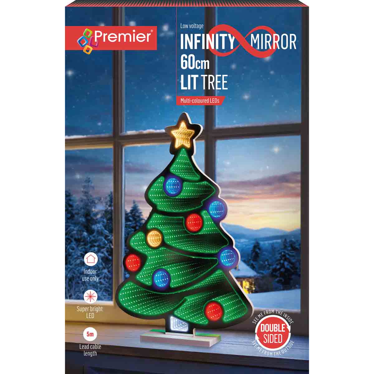 Premier Christmas Tree Infinity Mirror - 60cm