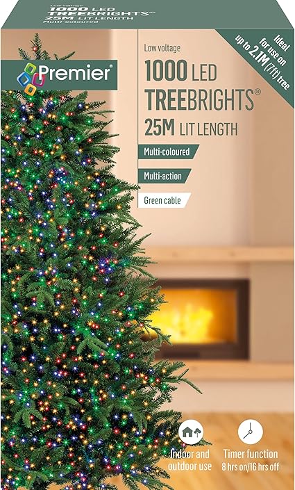 Premier 1000 LED Multi Action Treebrights With Timer - Multi/Green Cable