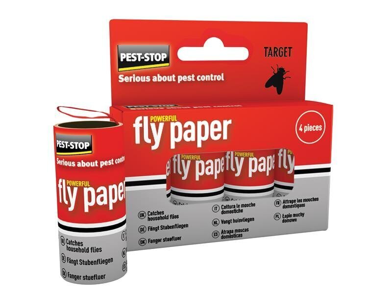 Pest-Stop flypaper pack of 4, chemical-free sticky fly trap strips