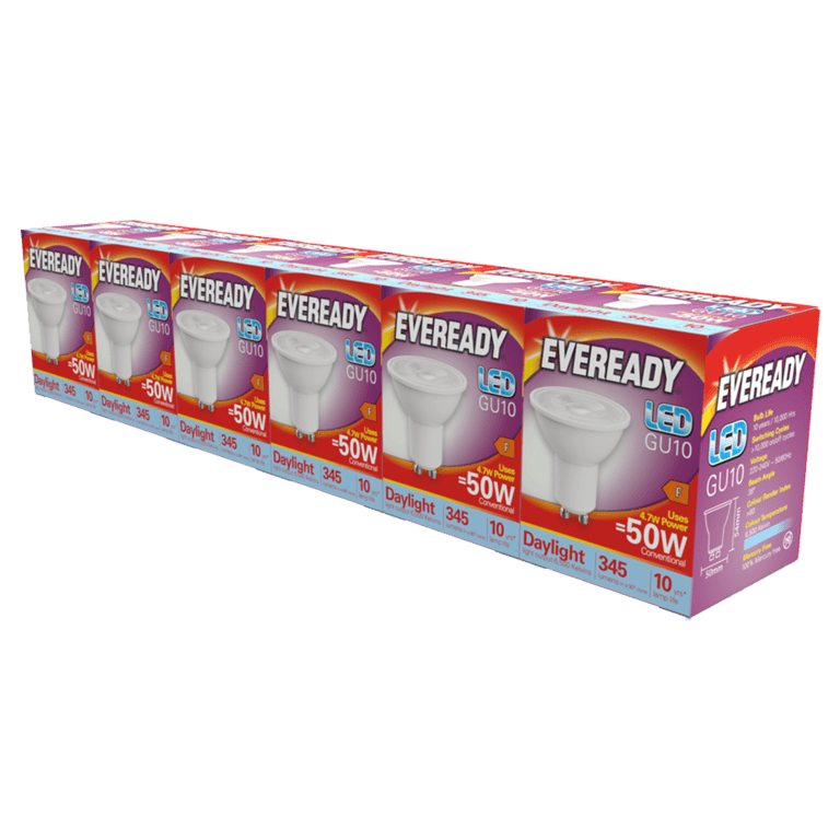 Eveready LED GU10 pack of 6 345 lumen daylight 6500K product photo