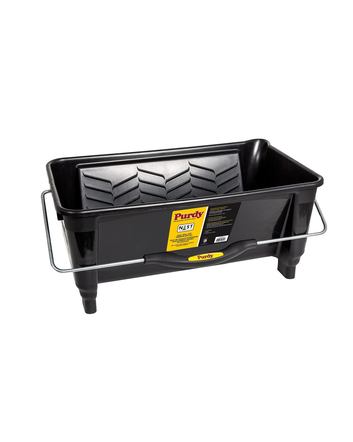 Official Purdy Dual Roll Off 5 gallon bucket product photo showing the side pour spout and carry handle