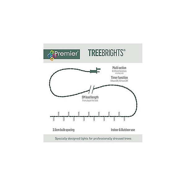 Premier 1000 LED Multi Action Treebrights With Timer - Warm White/Green Cable