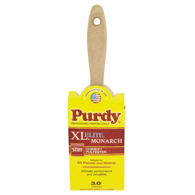 Purdy Monarch XL Elite 3 inch synthetic paint brush with beavertail hardwood handle and stainless steel ferrule