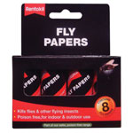 Rentokil FF89 traditional flypaper 8 pack product photo, poison-free sticky fly trap