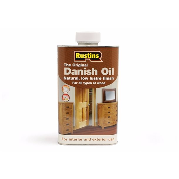 Rustins Danish Oil tin for wood finishing