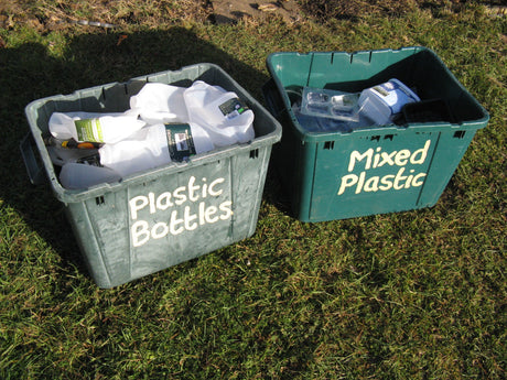 Kerbside recycling bins on a UK residential street