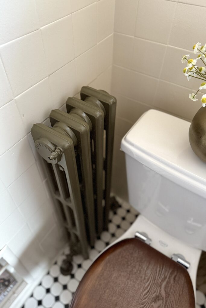 Freshly painted radiator left to dry undisturbed