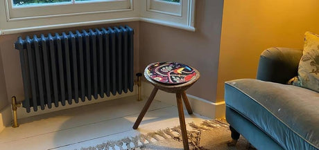 Grey radiator in a modern living room