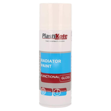 PlastiKote radiator paint spray 400ml satin white can