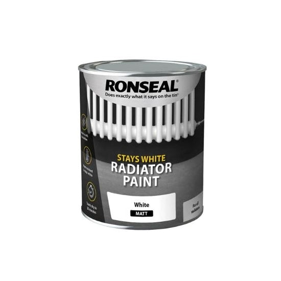 Ronseal Stay White Radiator Paint Matt 750ml can