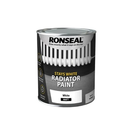 Ronseal Stay White Radiator Paint Matt 750ml can