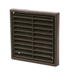 Brown fixed louvre vent grille, 100mm ducting outlet cover