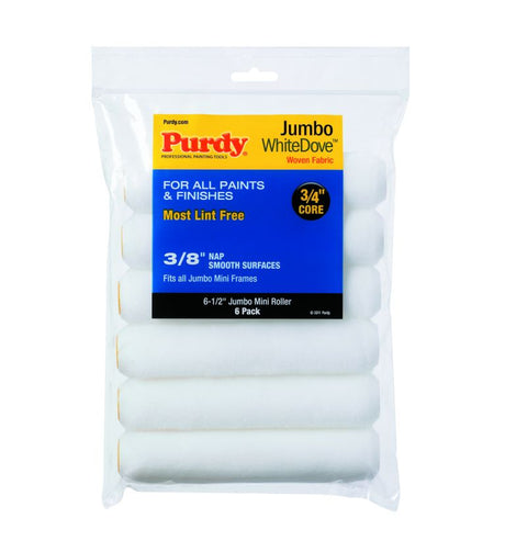 Purdy White Dove Jumbo mini roller sleeve 6.5 inch trade pack of 6 in retail packaging