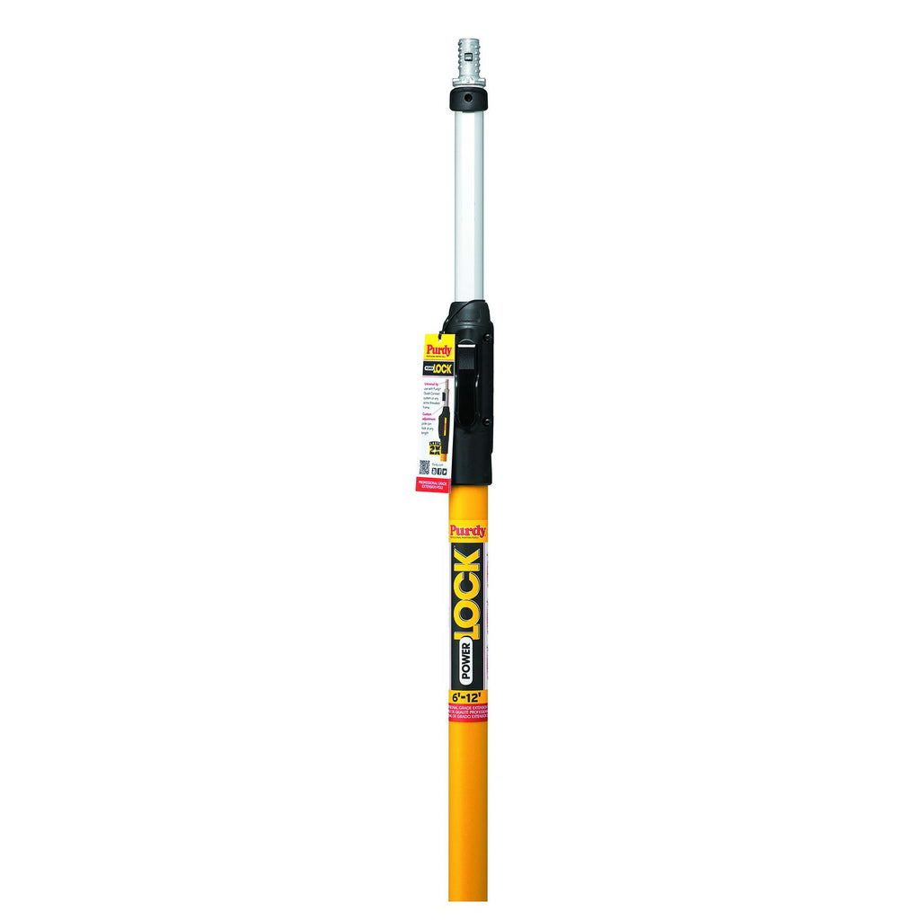 Purdy Powerlock 6 to 12 foot pole shown fully extended for high reach painting