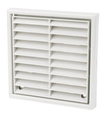White fixed louvre vent grille, 100mm ducting outlet cover
