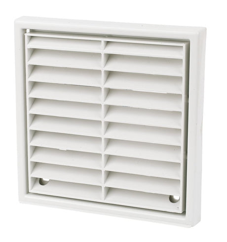 White fixed louvre vent grille, 100mm ducting outlet cover