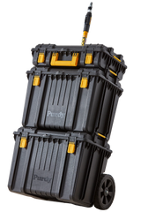 Purdy Painters Storage Box shown from the front with wheels visible