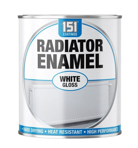 151 Coatings radiator enamel white gloss paint tin, 300ml front label