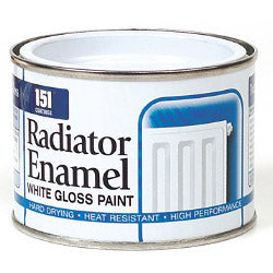 151 Coatings radiator enamel white gloss paint tin front label, 180ml