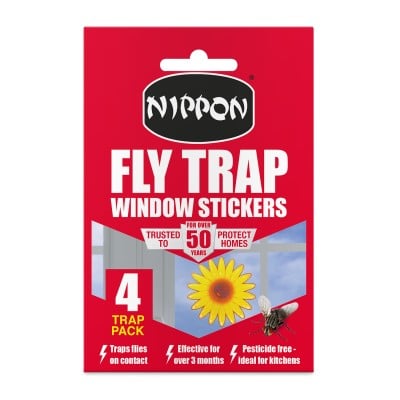 Nippon Fly Trap Window Stickers pack of 4, sunflower design sticky fly trap