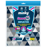 Close up of the Minky Smartfit Reflector ironing board cover fabric and elasticated edge