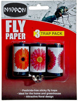 Nippon Fly Papers 3 Pack, traditional sticky flypaper trap packaging