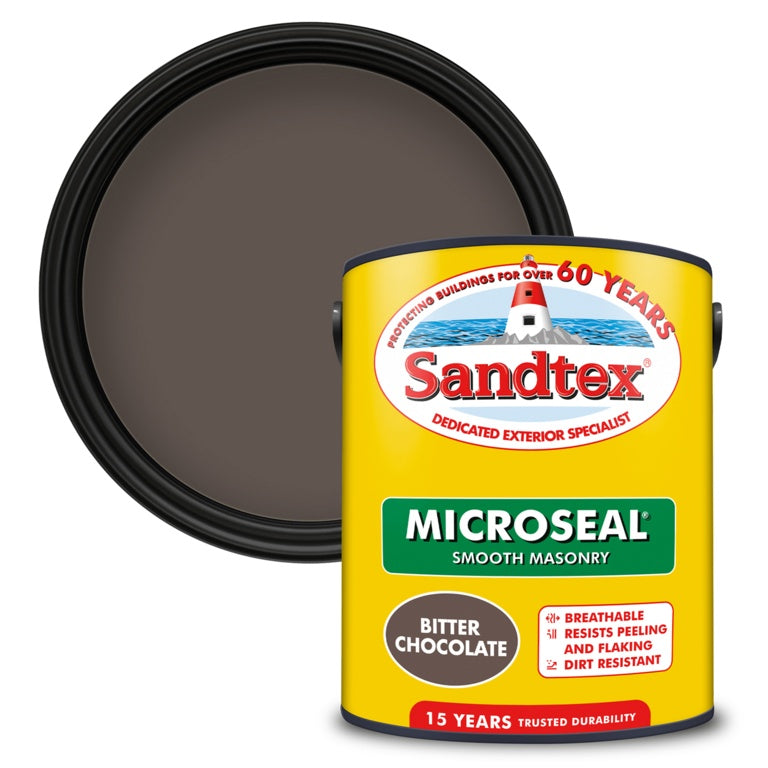 Sandtex Smooth Masonry Paint tin, Bitter Chocolate, 5L