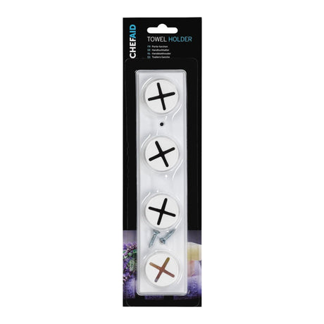 Tea Towel Holder - Chef Aid 4 Hole Wall Mounted Holder