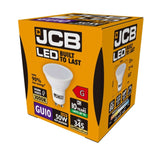JCB LED GU10 5W 350 lumen 3000K warm white bulb packaging
