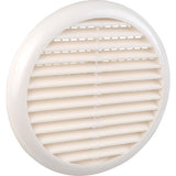 White round louvre vent cover with angled slats, 165mm diameter, front view