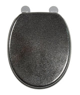 Croydex Flexi-Fix quartz black toilet seat with adjustable V-plate hinges