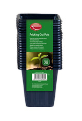 Pack of 20 Ambassador 8cm pricking out pots, small reusable plastic pots for pricking out seedlings and rooting cuttings.