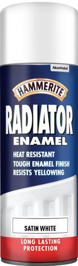 Hammerite White Satin Radiator Spray Paint 400ml aerosol can