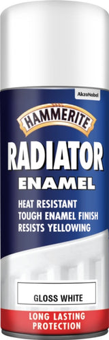 Hammerite White Gloss Radiator Spray Paint 400ml aerosol can