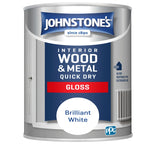Johnstone's Brilliant White Quick Dry Gloss Paint 750ml tin