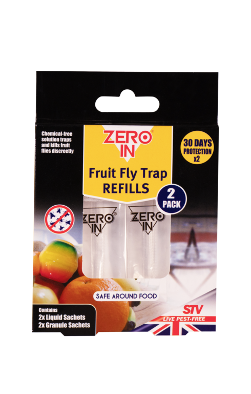 Zero In Fruit Fly Trap Refill Twin Pack, non-toxic bait sachets