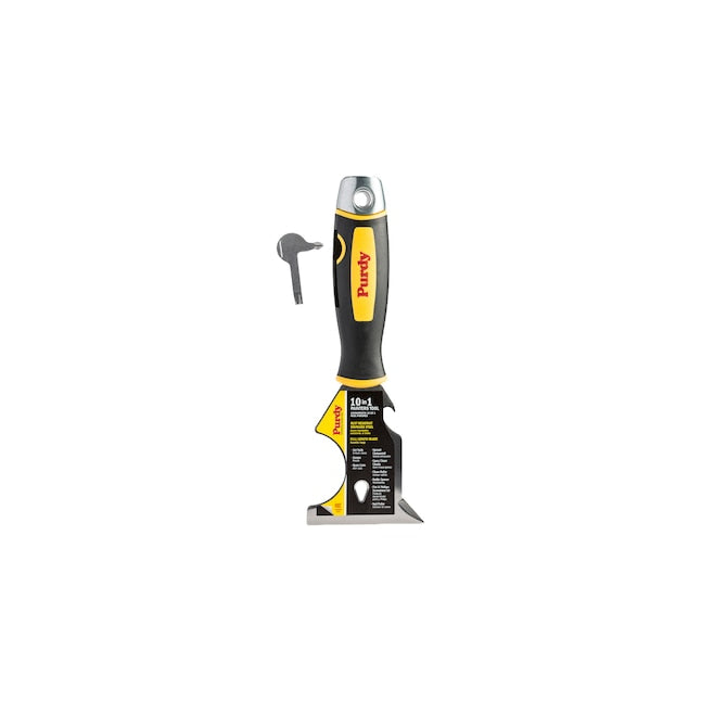 Purdy Premium 10-in-1 Painter's Multi Tool stainless steel scraper and spreader end, full product view