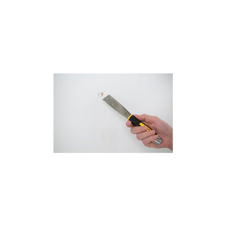 Purdy Premium Stiff Putty Knife 1.5 inch showing rigid stainless steel blade and rubberised grip handle