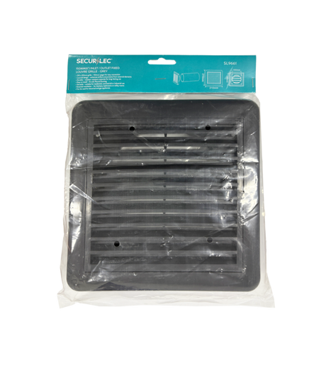 Securlec 150mm grey inlet/outlet fixed louvre ducting grille, original product listing photo showing spigot and grille face