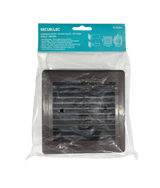 Securlec brown louvred ducting grille, 100mm multi fit spigot, front view