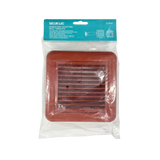 Securlec terracotta louvred ducting grille, 100mm multi fit spigot, front view